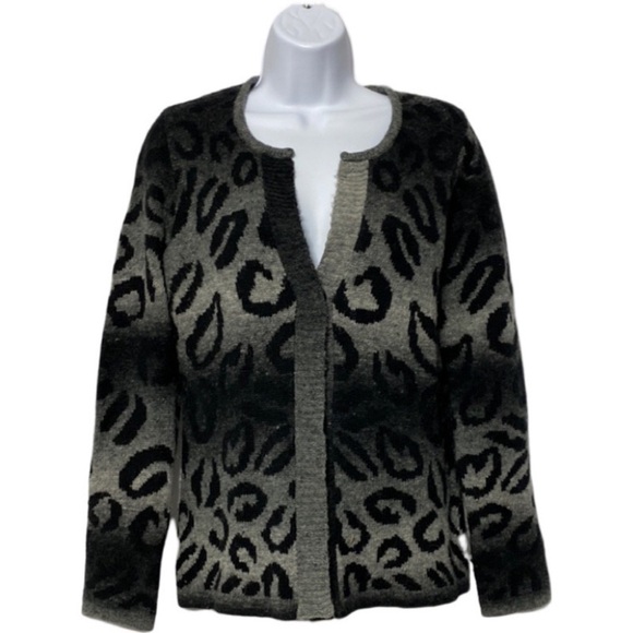 Chico’s wool and alpaca blend animal print one button cardigan sweater size S - Picture 1 of 5